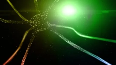 Colorful seamless looping flickering nerve cell in the brain Stock Footage 340238284