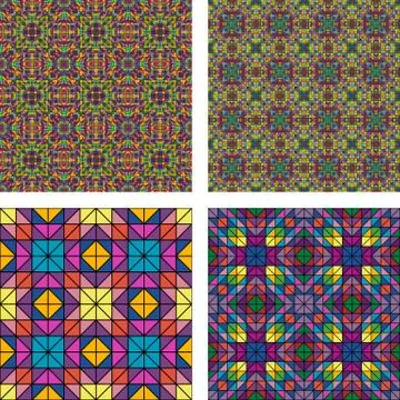 Colorful seamless mosaic pattern background set 스톡 일러스트