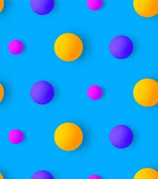 Colorful seamless pattern with 3D sphere. Trendy design. Vector Stock Illustration