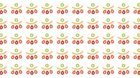 Colorful seamless pattern with abstract hand-drawn red and green shapes on .. イラスト素材