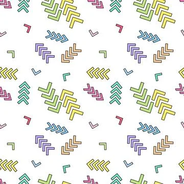 Colorful Seamless Pattern with Arrows and Check Marks Stock Illustration