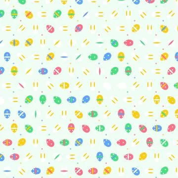 Colorful seamless pattern background with abstract Easter eggs and holiday .. Stock Illustration