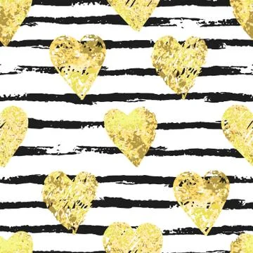 Colorful seamless pattern with brush stroke and hearts Stock Illustration