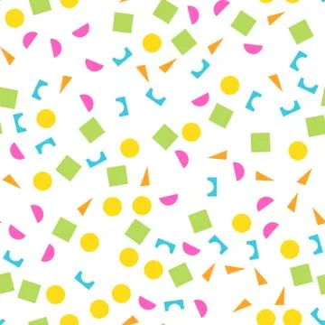 Colorful seamless pattern of building kit simple geometric shapes. Happy, funny Stock Illustration
