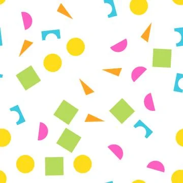 Colorful seamless pattern of building kit simple geometric shapes. Happy, funny 스톡 일러스트
