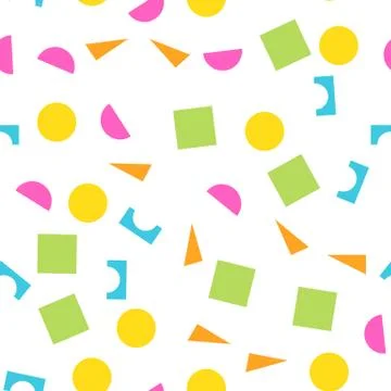 Colorful seamless pattern of building kit simple geometric shapes. Happy, funny イラスト素材