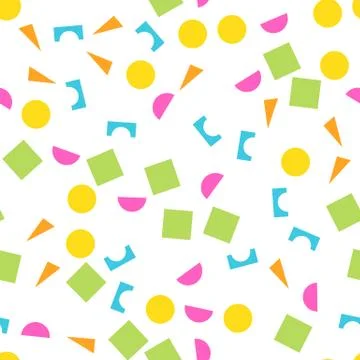 Colorful seamless pattern of building kit simple geometric shapes. Happy, funny Illustrazione stock
