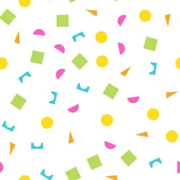 Colorful seamless pattern of building kit simple geometric shapes. Happy, funny Stock Illustration