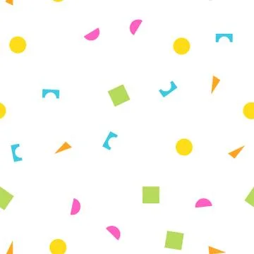 Colorful seamless pattern of building kit simple geometric shapes. Happy, funny Illustrazione stock