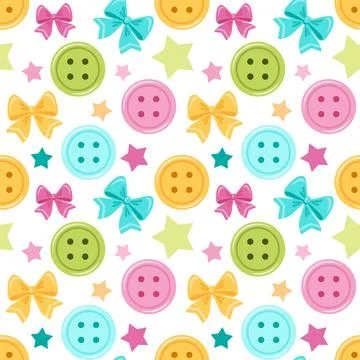 Colorful seamless pattern with buttons and bows. イラスト素材