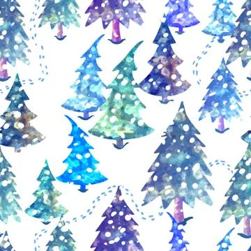 Colorful seamless pattern with Christmas tree Stock Illustration