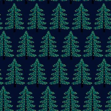 Colorful seamless pattern with Christmas tree Stock Illustration