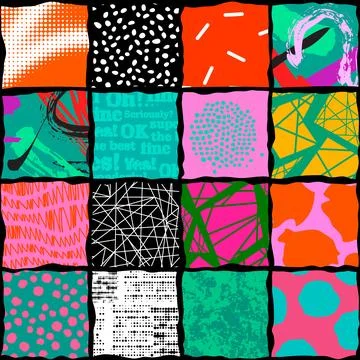 Colorful seamless pattern with collage art texture. Modern contemporary art イラスト素材