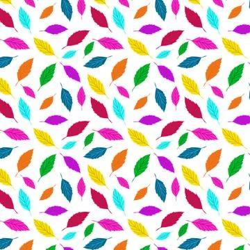 Colorful seamless pattern with colored leaves Stock Illustration