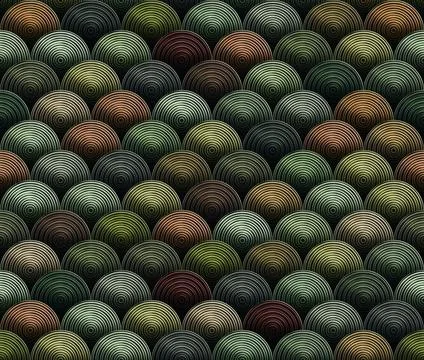 Colorful seamless pattern with concentric circles in greeen/brown/bronze. Stock Illustration