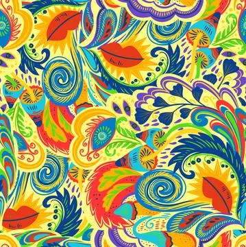 Colorful seamless pattern with crazy psychedelic organic abstract elements Stock Illustration