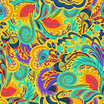 Colorful seamless pattern with crazy psychedelic organic abstract elements Illustrazione stock