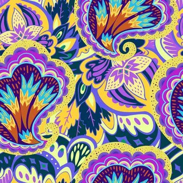 Colorful seamless pattern with crazy psychedelic organic abstract elements Stock Illustration
