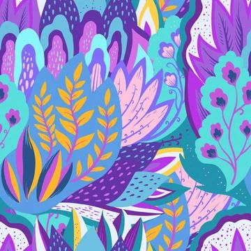 Colorful seamless pattern with crazy psychedelic organic abstract elements Illustrazione stock