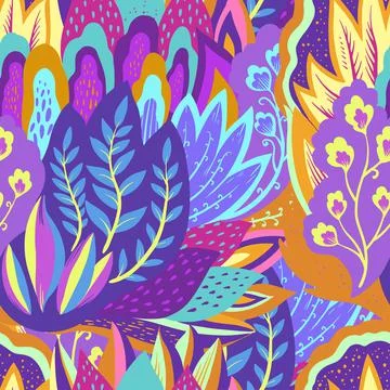 Colorful seamless pattern with crazy psychedelic organic abstract elements Stock Illustration