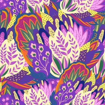 Colorful seamless pattern with crazy psychedelic organic abstract elements Stock Illustration