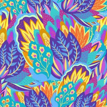 Colorful seamless pattern with crazy psychedelic organic abstract elements Illustrazione stock