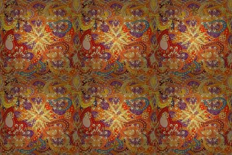 Colorful seamless pattern. In cute textile style on neutral, orange and yellow c Stock Illustration