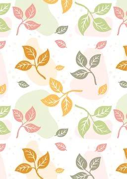 Colorful Seamless pattern with decorative leaves Stock Illustration