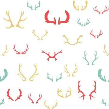 Colorful seamless pattern with deer antlers. Vector illustration EPS 10. Stock Illustration