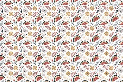 Colorful Seamless Pattern Design on White Background Abstract Geometric Modern Stock Illustration