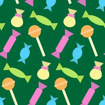 Colorful seamless pattern with different candies and lollipops. Print for textil Stock Illustration