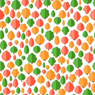 Colorful seamless pattern of different trees Stock Illustration
