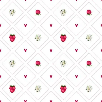 Colorful seamless pattern featuring berries and floral elements for summer .. Stock Illustration