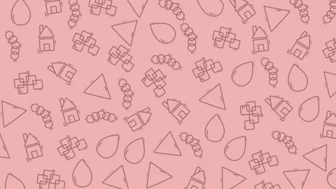 Colorful seamless pattern featuring geometric shapes and playful doodles Stock Footage 320335230
