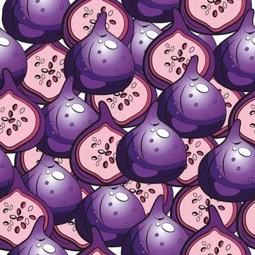 Colorful seamless pattern of fresh figs. Stock Illustration
