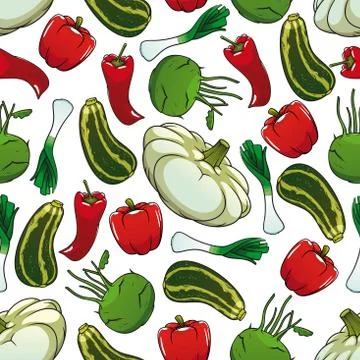 Colorful seamless pattern of fresh vegetables Illustrazione stock