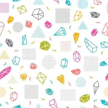 Colorful seamless pattern with geometric shapes. Decorative background with.. Stock Illustration