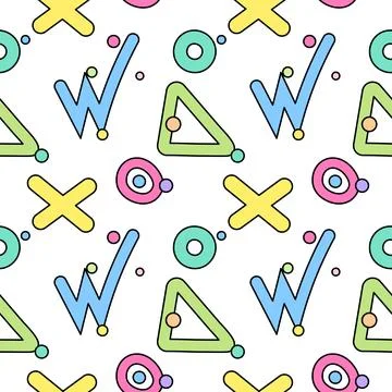 Colorful seamless pattern with geometric shapes and dots Stock Illustration