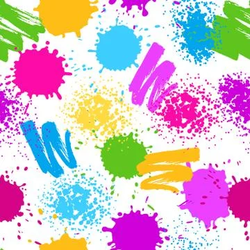 Colorful seamless pattern. Grunge background with paint splashes, blotches Stock Illustration