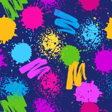 Colorful seamless pattern. Grunge background with paint splashes, blotches イラスト素材