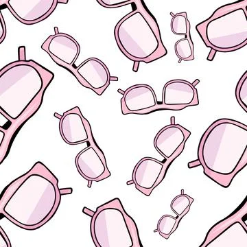 Colorful seamless pattern of hand drawn summer sunglasses Stock Illustration