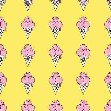 Colorful seamless pattern of ice cream in pop art style. Ice cream background Stock Illustration