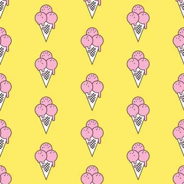 Colorful seamless pattern of ice cream in pop art style. Ice cream background Stock Illustration