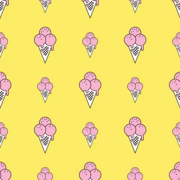 Colorful seamless pattern of ice cream in pop art style. Ice cream background Illustrazione stock