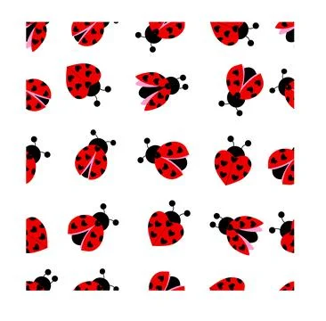 Colorful seamless pattern with ladybugs, hand drawn. vector Stock Illustration