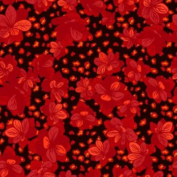 Colorful seamless pattern with leopard print and blue flowers Illustrazione stock