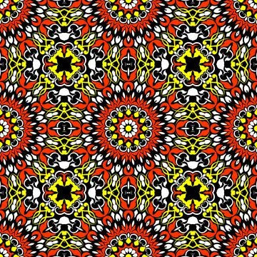 Colorful Seamless Pattern with mandala.Seamless Background design.Ornamental  Stock Illustration