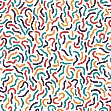 Colorful seamless pattern - memphis style. Fashion 80-90s. Bright Curve mosaic Illustrazione stock