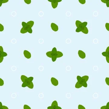 Colorful seamless pattern with mint leafs. Herb print Stock Illustration