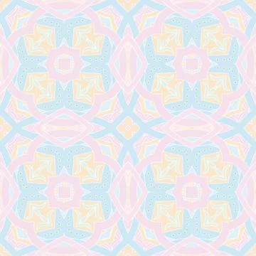 Colorful seamless pattern in mosaic mandala arabesque style. Abstract hand drawn Иллюстрация
